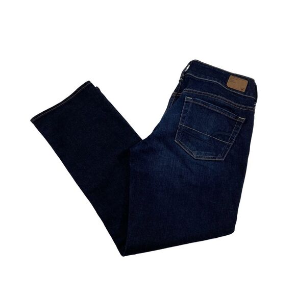 American Eagle Jeans Women’s 4R Blue Denim Artist Crop Straight Leg Casual - Picture 1 of 12